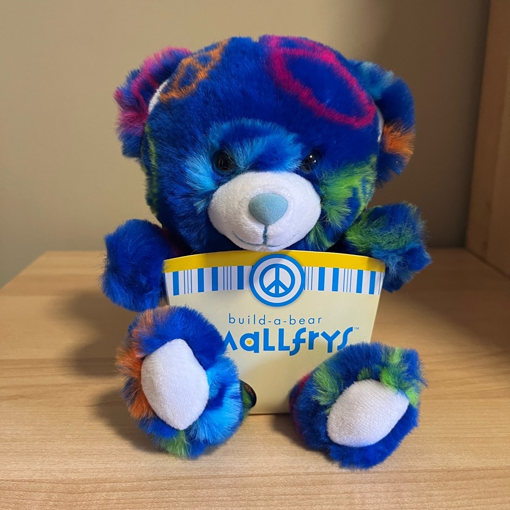 NWT - Build-A-Bear Smallfrys - Blue Peace - Furry Bear